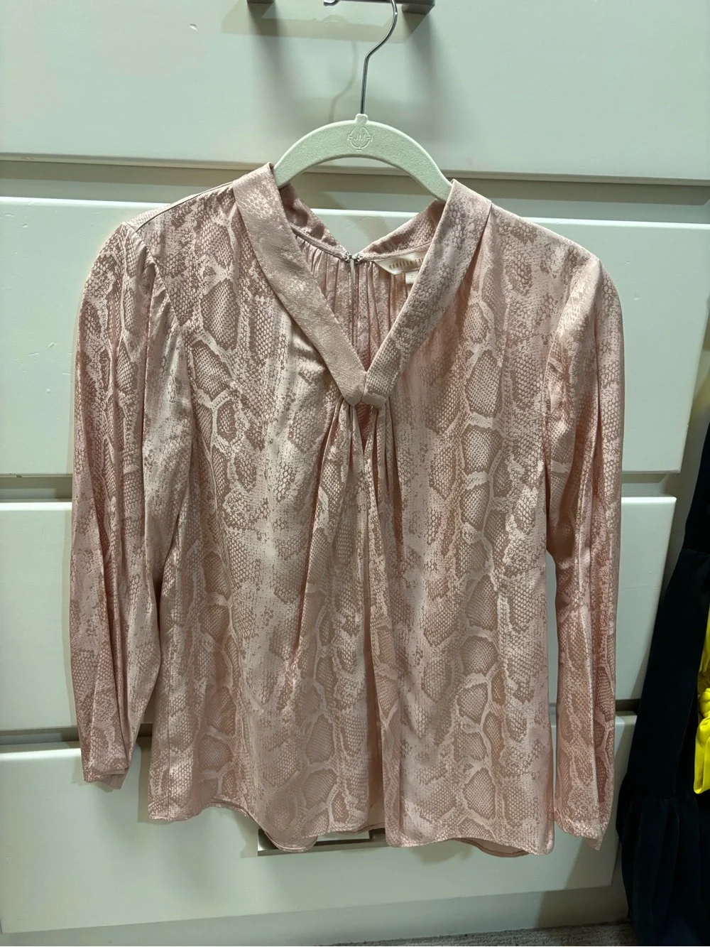 Women’s Rebecca Taylor Pink Snake-Print Long Sleeve Blouse NWOT